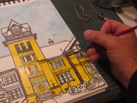 Adding colour inks to the sketch