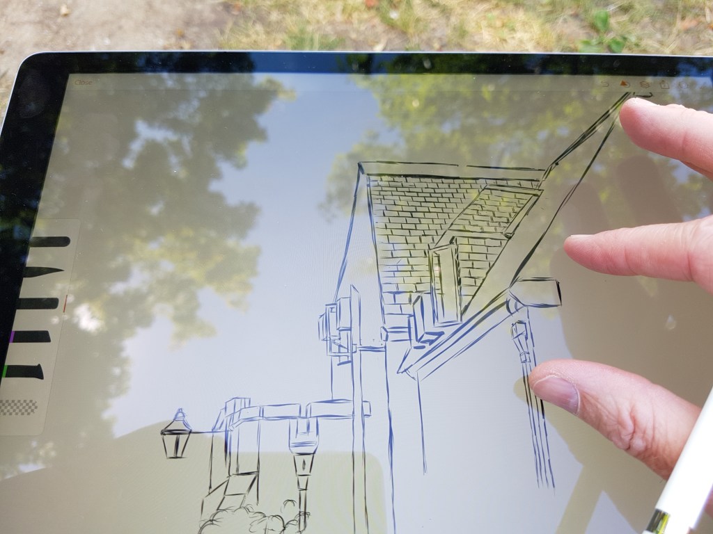 Digital drawing of campus architecture, Hamilton (Ont).